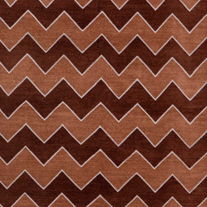 Brown Chevron Flatweave Chenille Rug - 3'6" x 5'6"