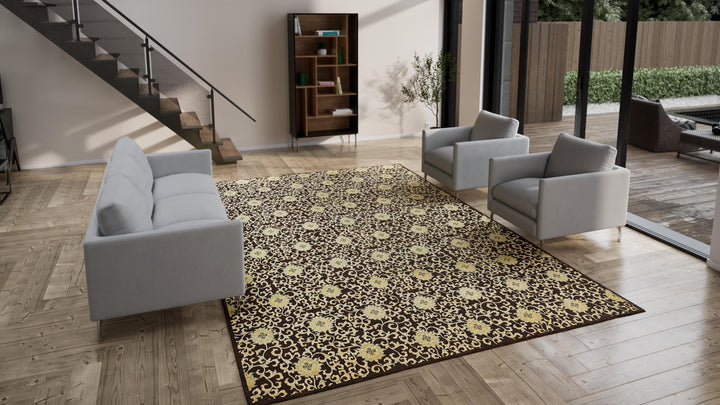 Brown Transitional Wool Rug - 9'11" x 13'6"