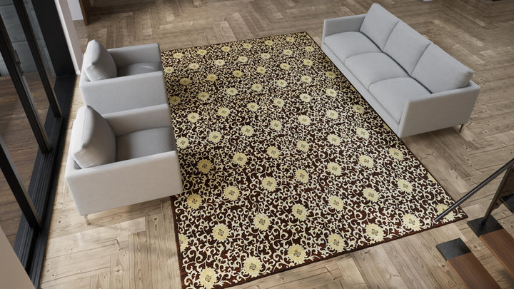 Brown Transitional Wool Rug - 9'11" x 13'6"