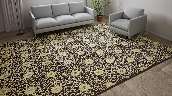 Brown Transitional Wool Rug - 9'11" x 13'6"