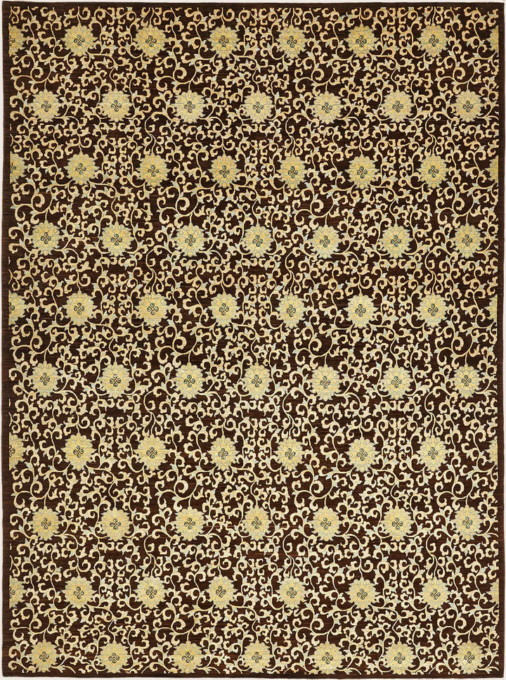 Brown Transitional Wool Rug - 9'11" x 13'6"