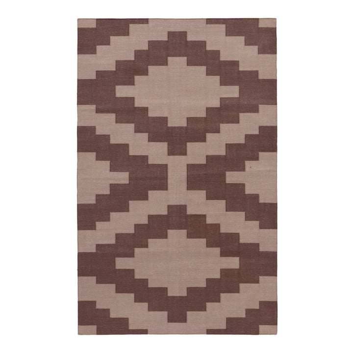 Brown Geometric Flatweave Cotton Rug - 3'6" x 5'6"