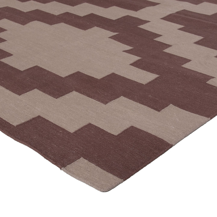 Brown Geometric Flatweave Cotton Rug - 3'6" x 5'6"