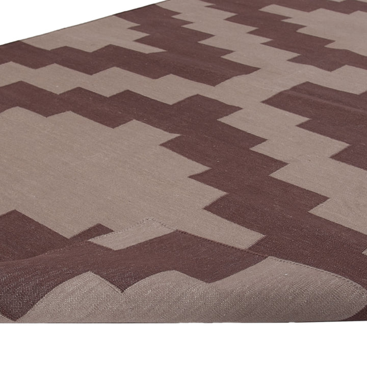 Brown Geometric Flatweave Cotton Rug - 3'6" x 5'6"