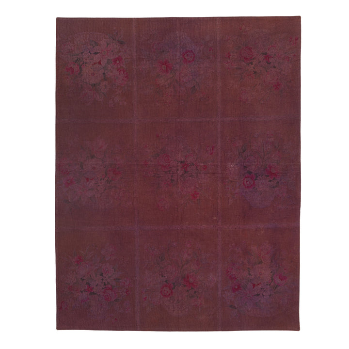 Purple Patchwork Wool Rug - 7' x 8'11"