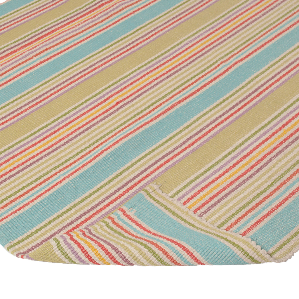 Multi Flatweave Cotton Striped Rug - 8' x 10'