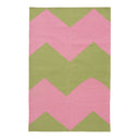 Green and Pink Chevron Flatweave Cotton Rug - 3'6" x 5'6"