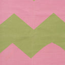 Green and Pink Chevron Flatweave Cotton Rug - 3'6" x 5'6"