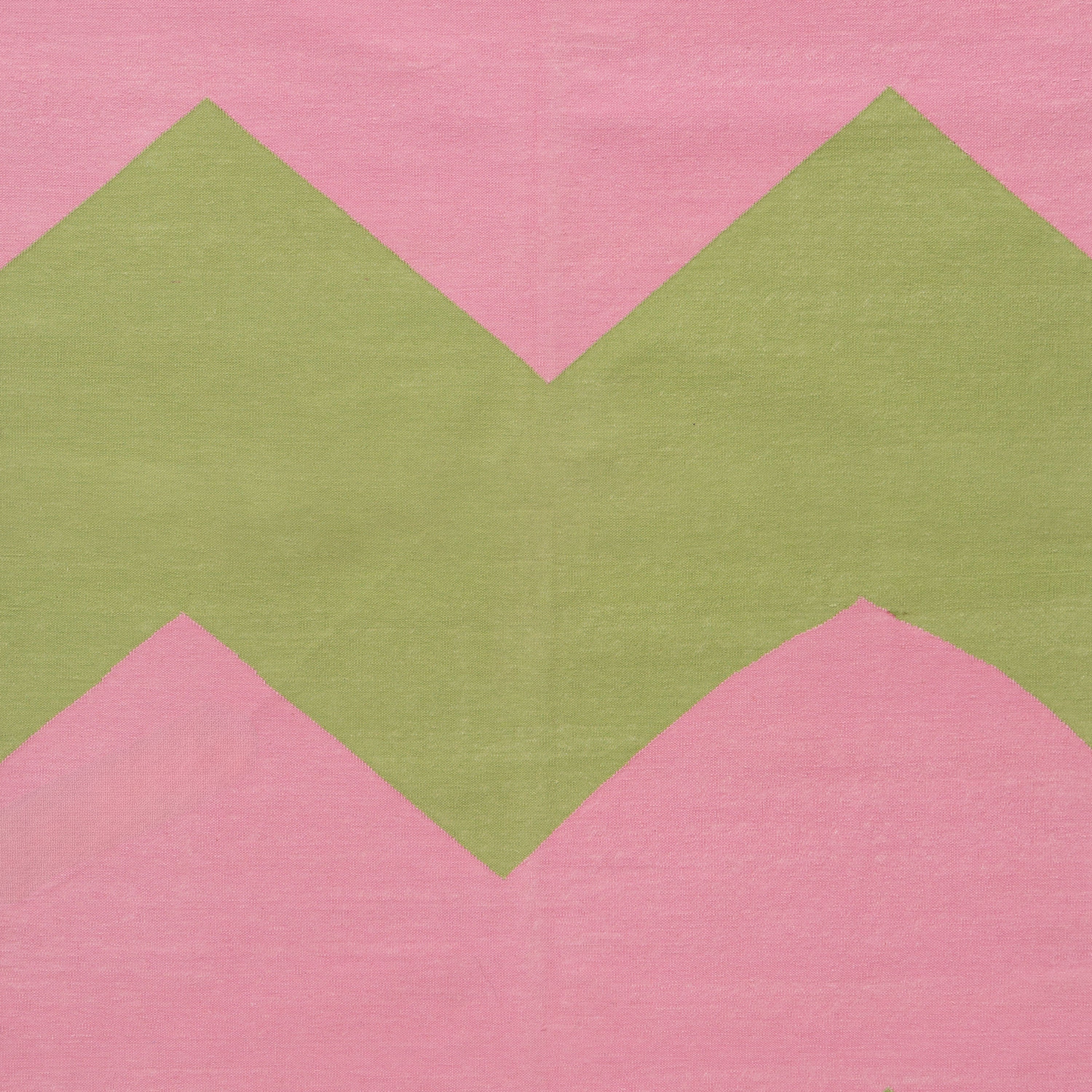 Green and Pink Chevron Flatweave Cotton Rug - 3'6" x 5'6"