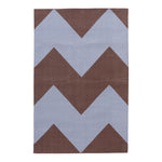 Blue and Brown Chevron Flatweave Cotton Rug - 3'6" x 5'6"