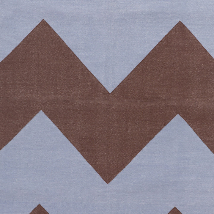 Blue and Brown Chevron Flatweave Cotton Rug - 3'6" x 5'6"