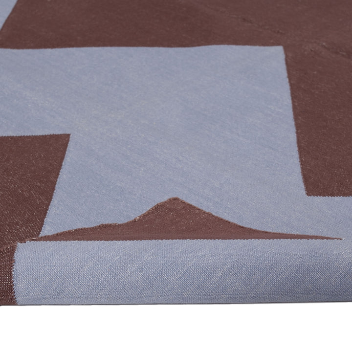 Blue and Brown Chevron Flatweave Cotton Rug - 3'6" x 5'6"