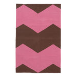 Pink and Brown Chevron Flatweave Cotton Rug - 3'6" x 5'6"