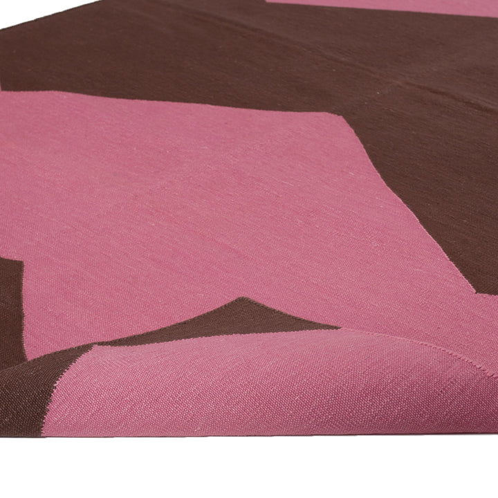 Pink and Brown Chevron Flatweave Cotton Rug - 3'6" x 5'6"
