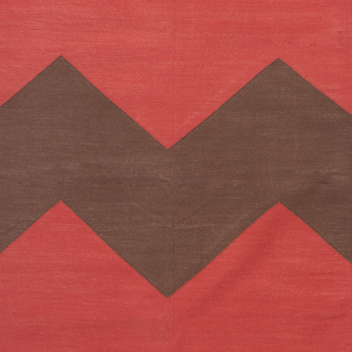 Red and Brown Chevron Flatweave Cotton Rug - 3'6" x 5'6"