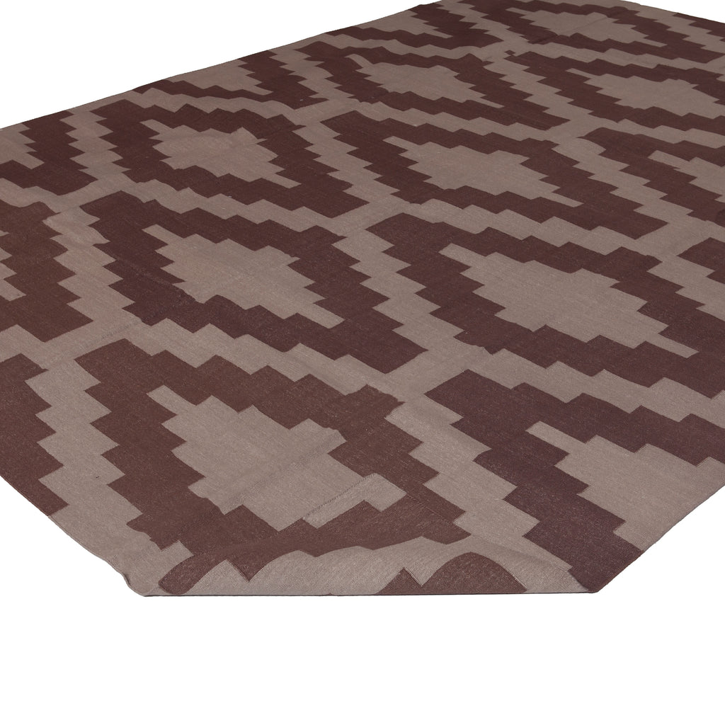 Cream and Brown Flatweave Cotton Rug - 8'1" x 11'1" Default Title