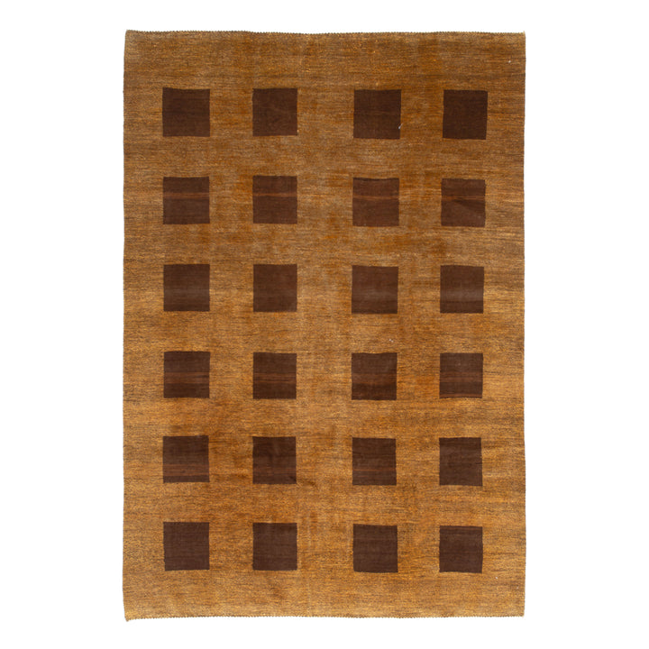 Brown Contemporary Wool Rug - 7'11" x 11'5"