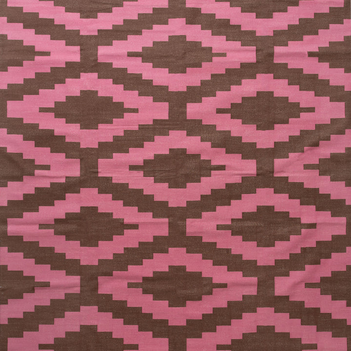 Pink and Brown Geometric Flatweave Cotton Rug - 8'1" x 11'1" Default Title
