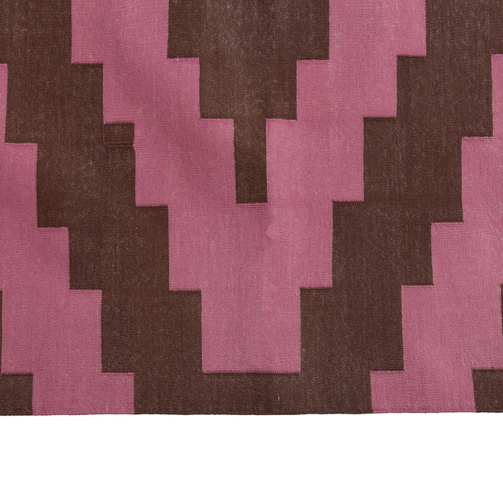 Pink and Brown Geometric Flatweave Cotton Rug - 8'1" x 11'1" Default Title