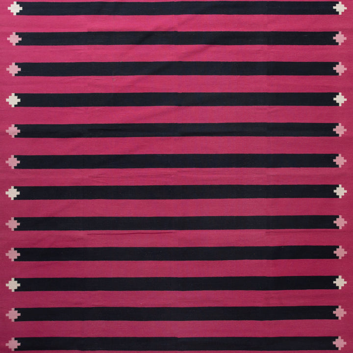Pink and Navy Striped Flatweave Cotton Rug - 8'1" x 11'1" Default Title