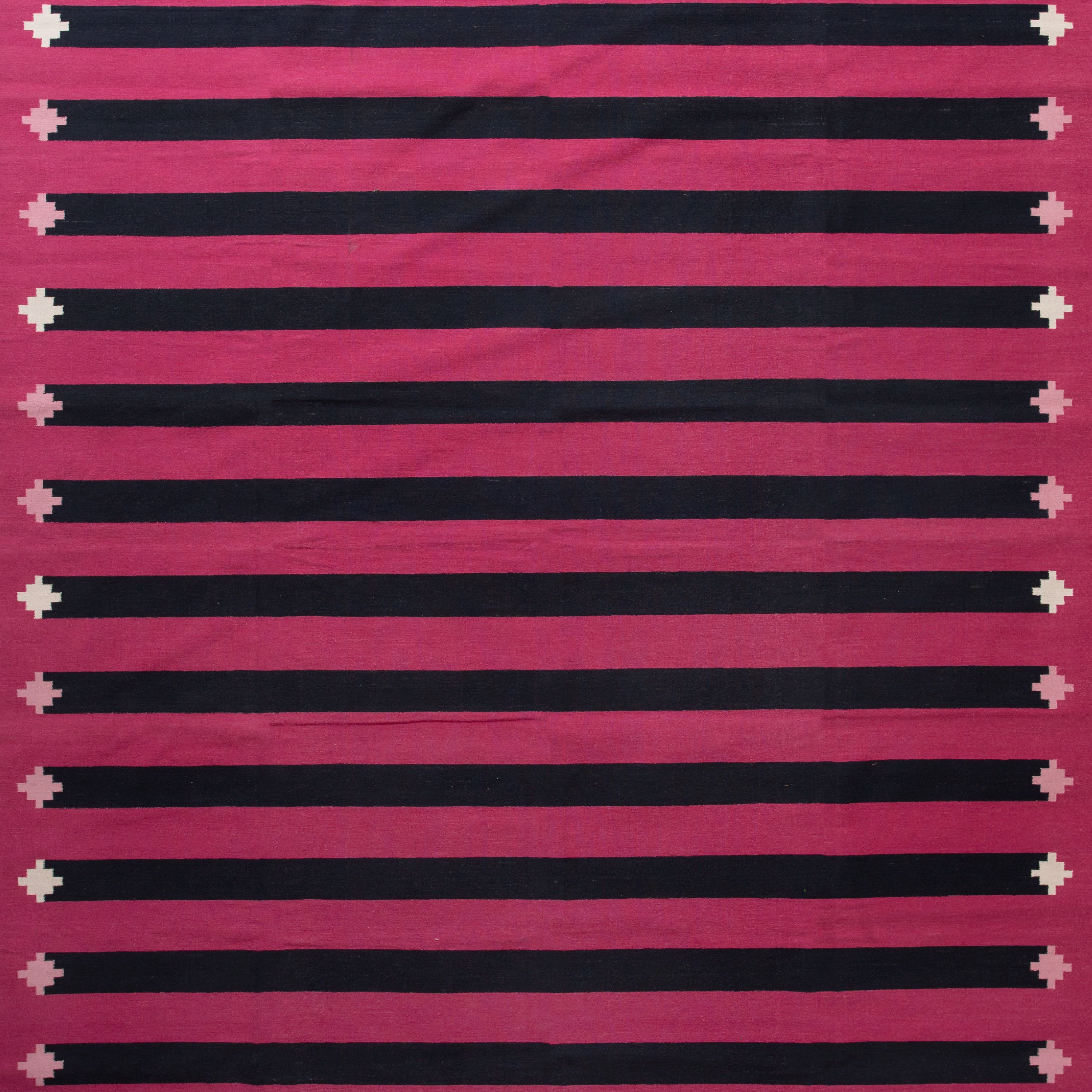 Pink and Navy Striped Flatweave Cotton Rug - 8'1" x 11'1" Default Title