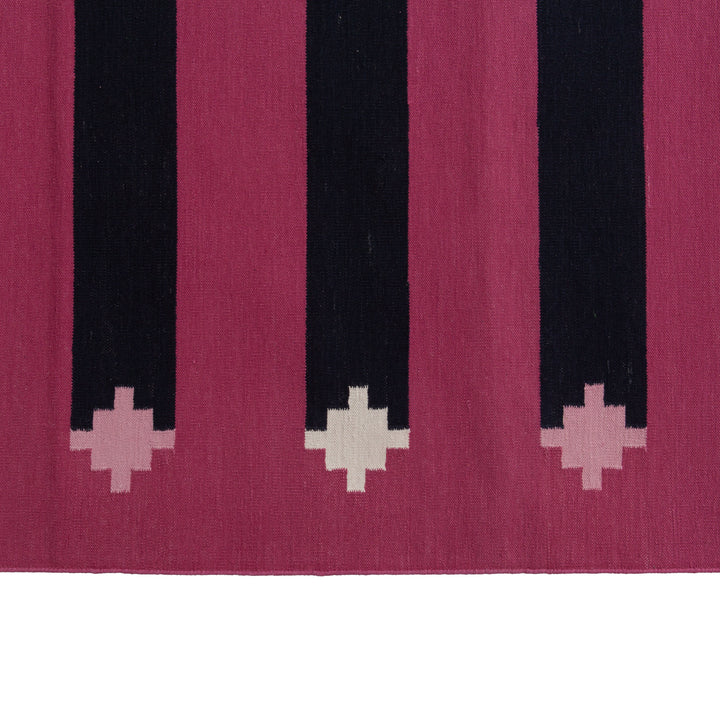 Pink and Navy Striped Flatweave Cotton Rug - 8'1" x 11'1" Default Title