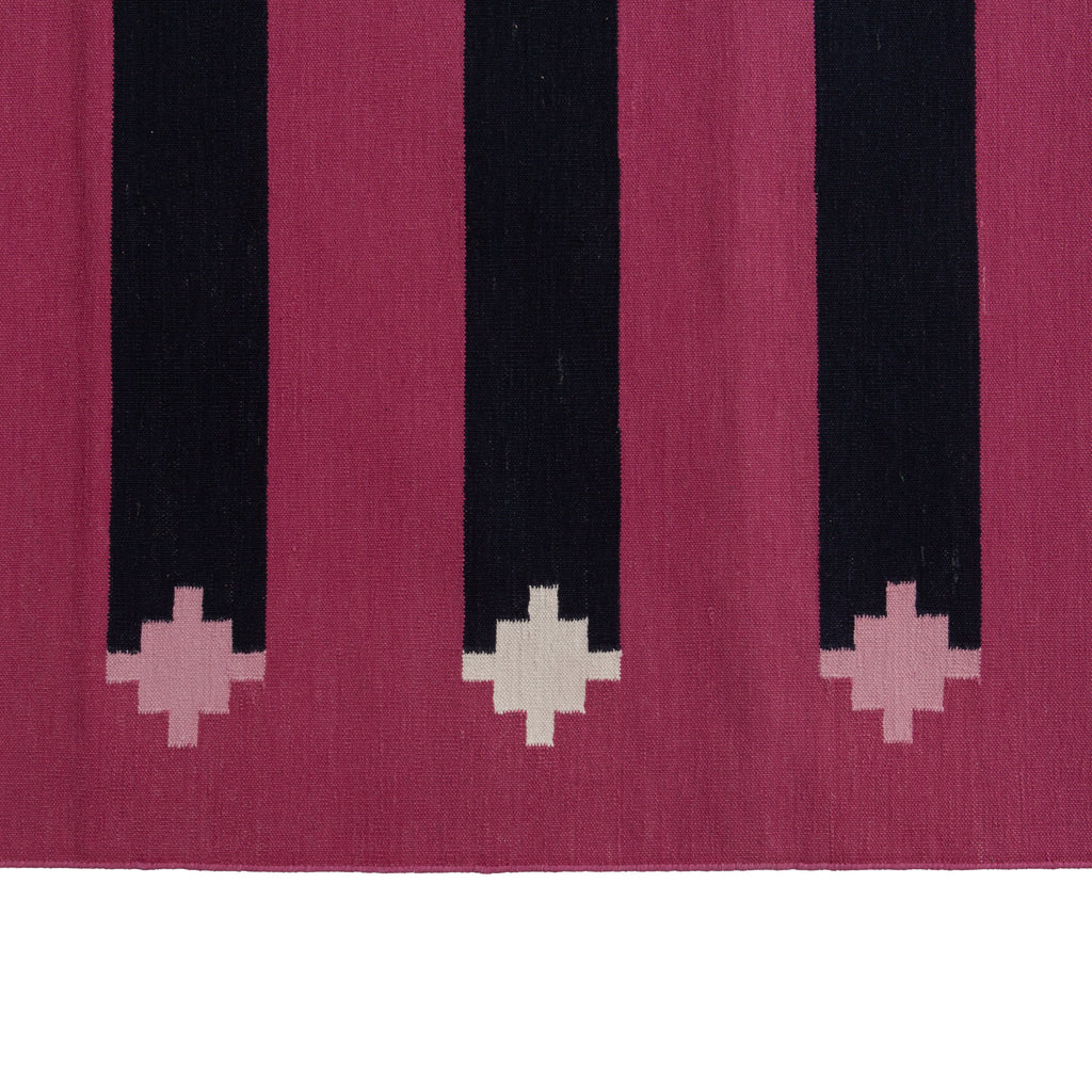 Pink and Navy Striped Flatweave Cotton Rug - 8'1" x 11'1" Default Title