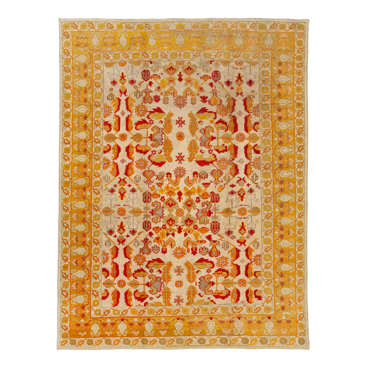 Yellow Antique Wool Rug - 11'8" x 15'1"