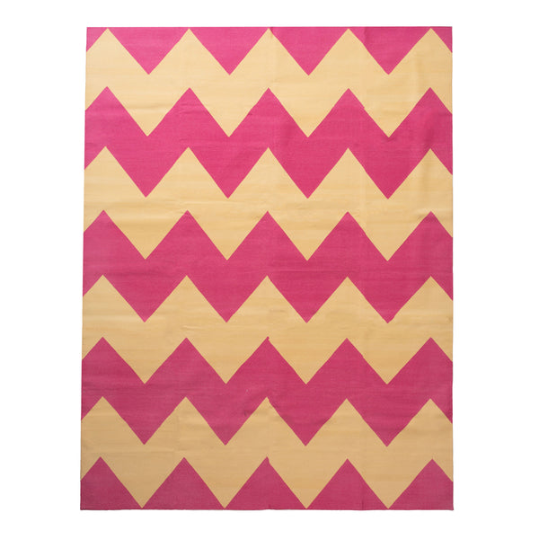 Pink Chevron Flatweave Cotton Rug - 8'1" x 11'1" Default Title