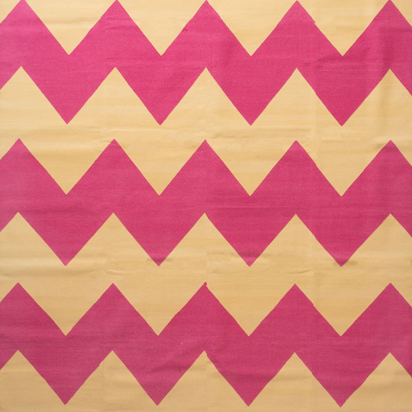 Pink Chevron Flatweave Cotton Rug - 8'1" x 11'1" Default Title