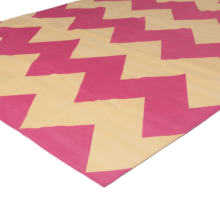 Pink Chevron Flatweave Cotton Rug - 8'1" x 11'1" Default Title