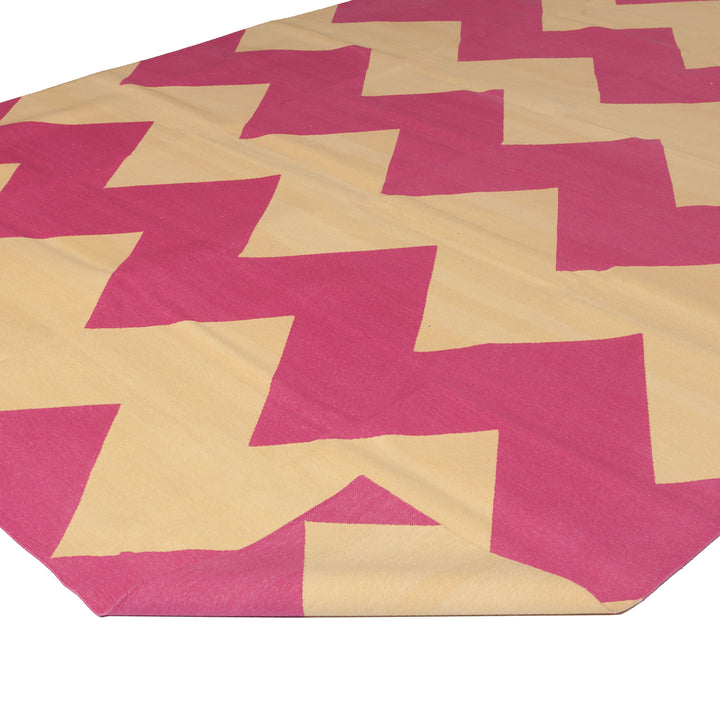Pink Chevron Flatweave Cotton Rug - 8'1" x 11'1" Default Title