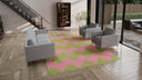 Pink & Green Chevron Dhurrie Cotton Rug - 8'10" x 11'10"