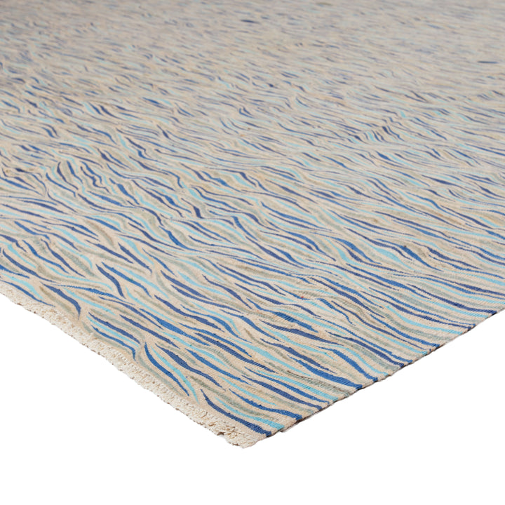 Blue Flatweave Wool Rug - 8'2" x 8'3"