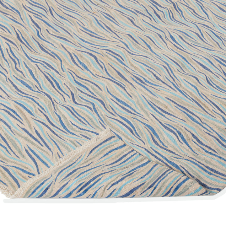 Blue Flatweave Wool Rug - 8'2" x 8'3"