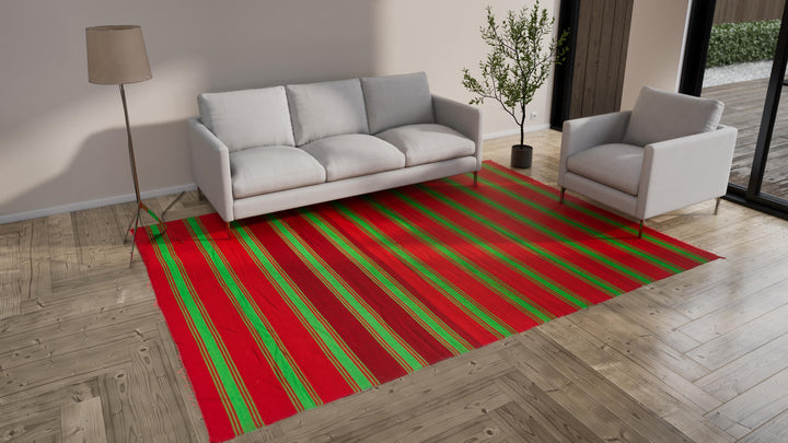 Red Flatweave Wool Rug - 8' x 11'