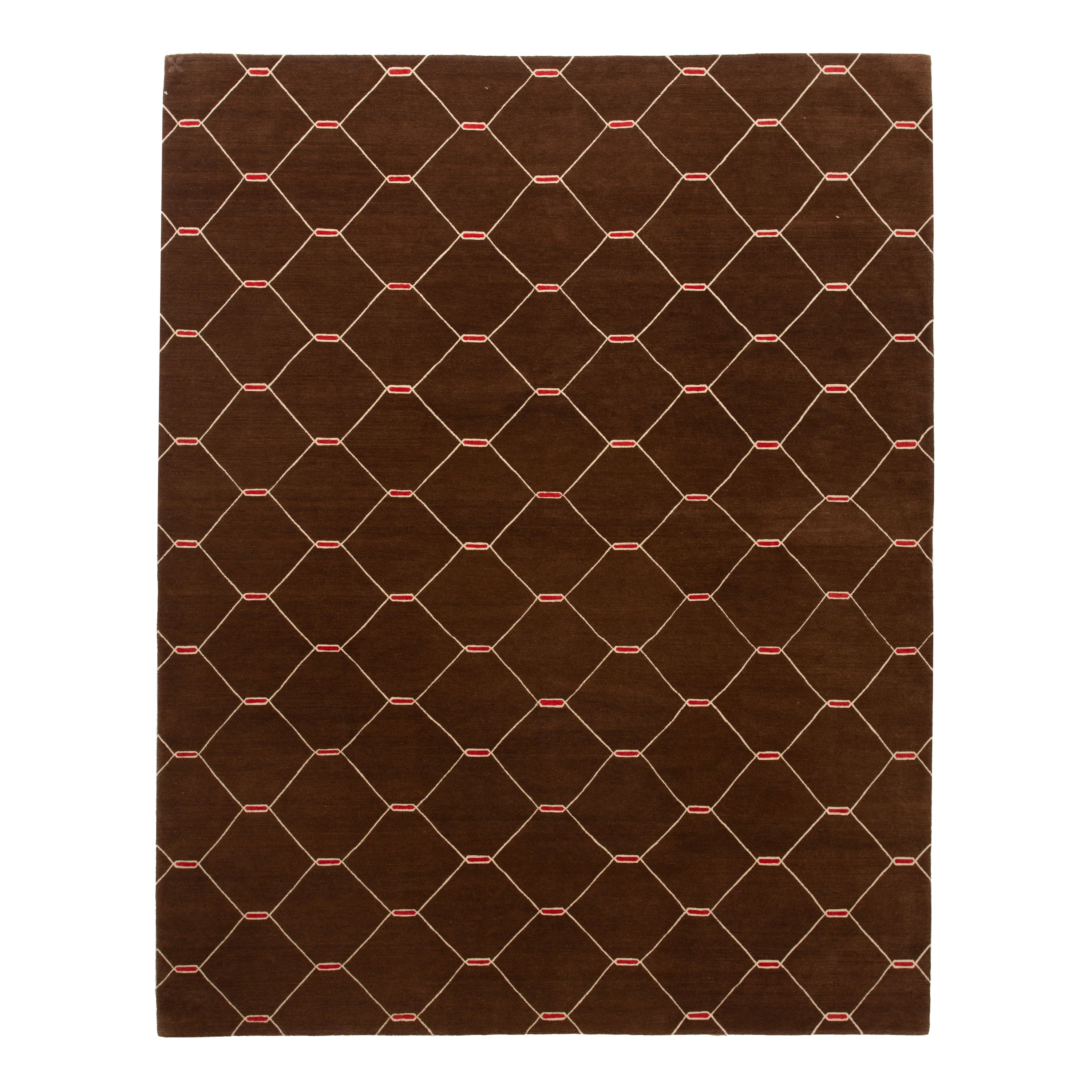 Brown Modern Cotton Rug - 8' x 10' Default Title