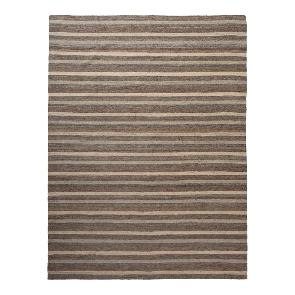 Grey and Brown Striped Modern Silk Rug - 9' x 12' Default Title