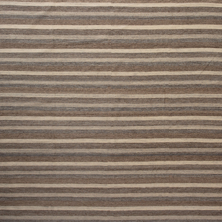 Grey and Brown Striped Modern Silk Rug - 9' x 12' Default Title