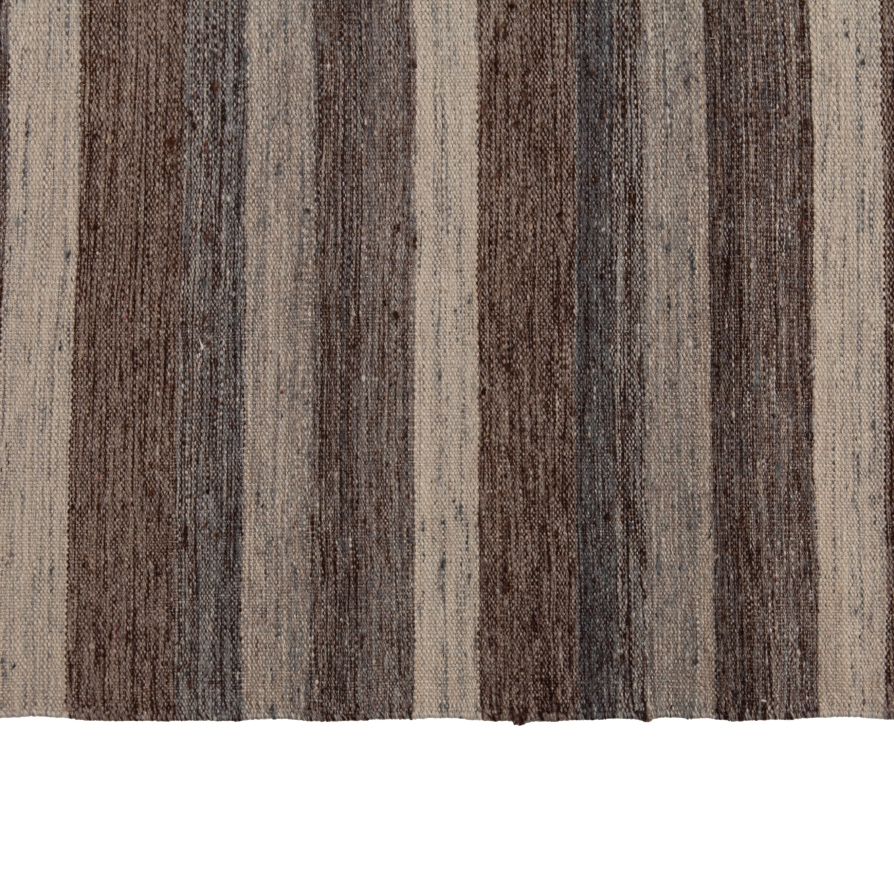 Grey and Brown Striped Modern Silk Rug - 9' x 12' Default Title