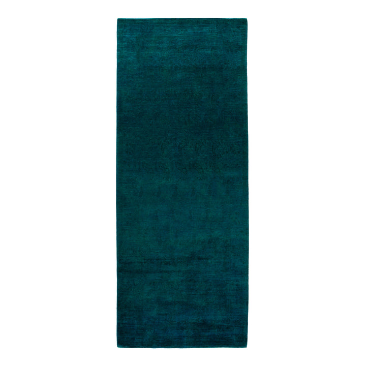 Green Overdyed Wool Rug - 6' x 15'