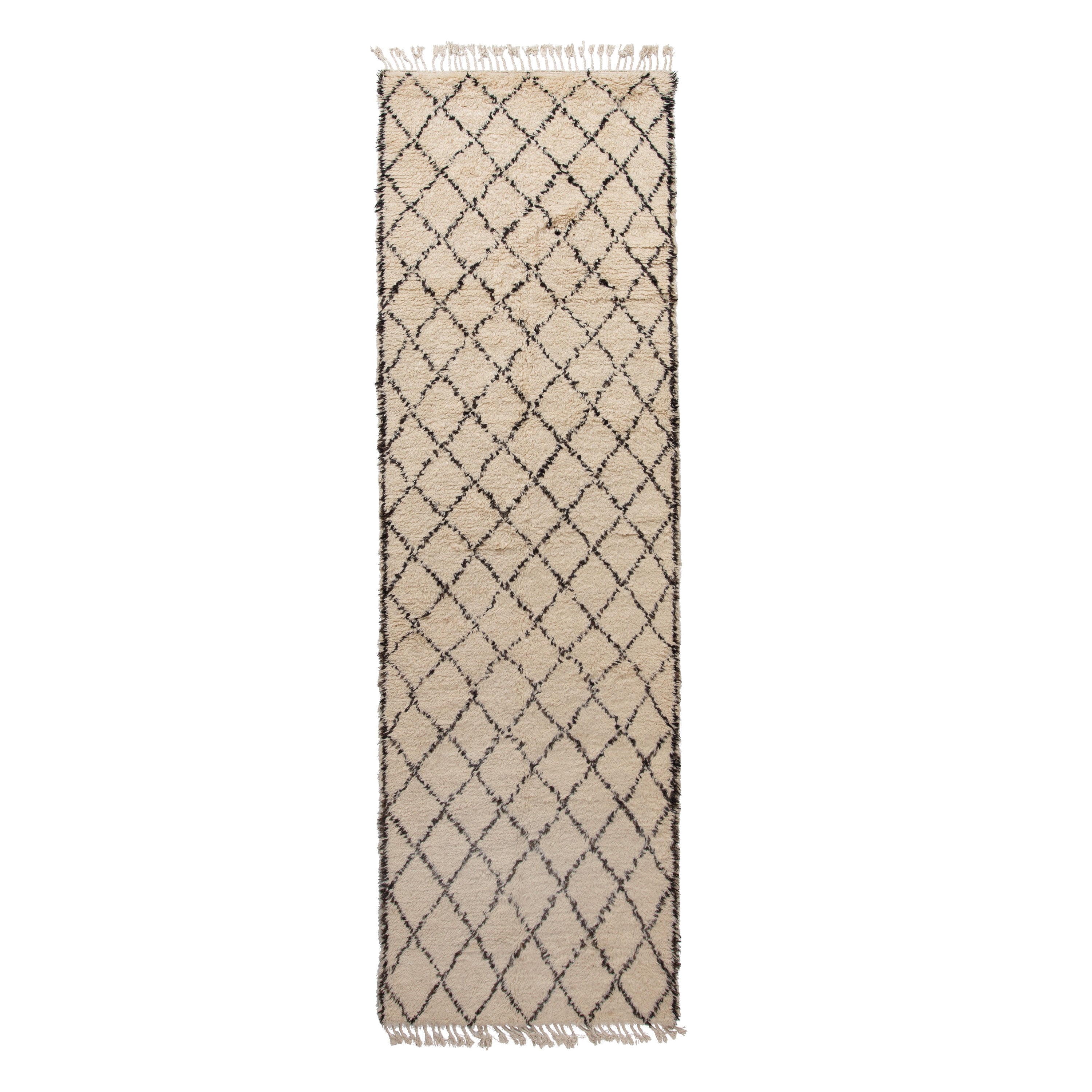 White Moroccan Wool Runner - 4' x 12'4" Default Title