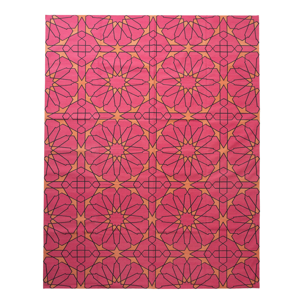 Pink Mosaic Flatweave Cotton Rug - 8'1" x 11'1" Default Title