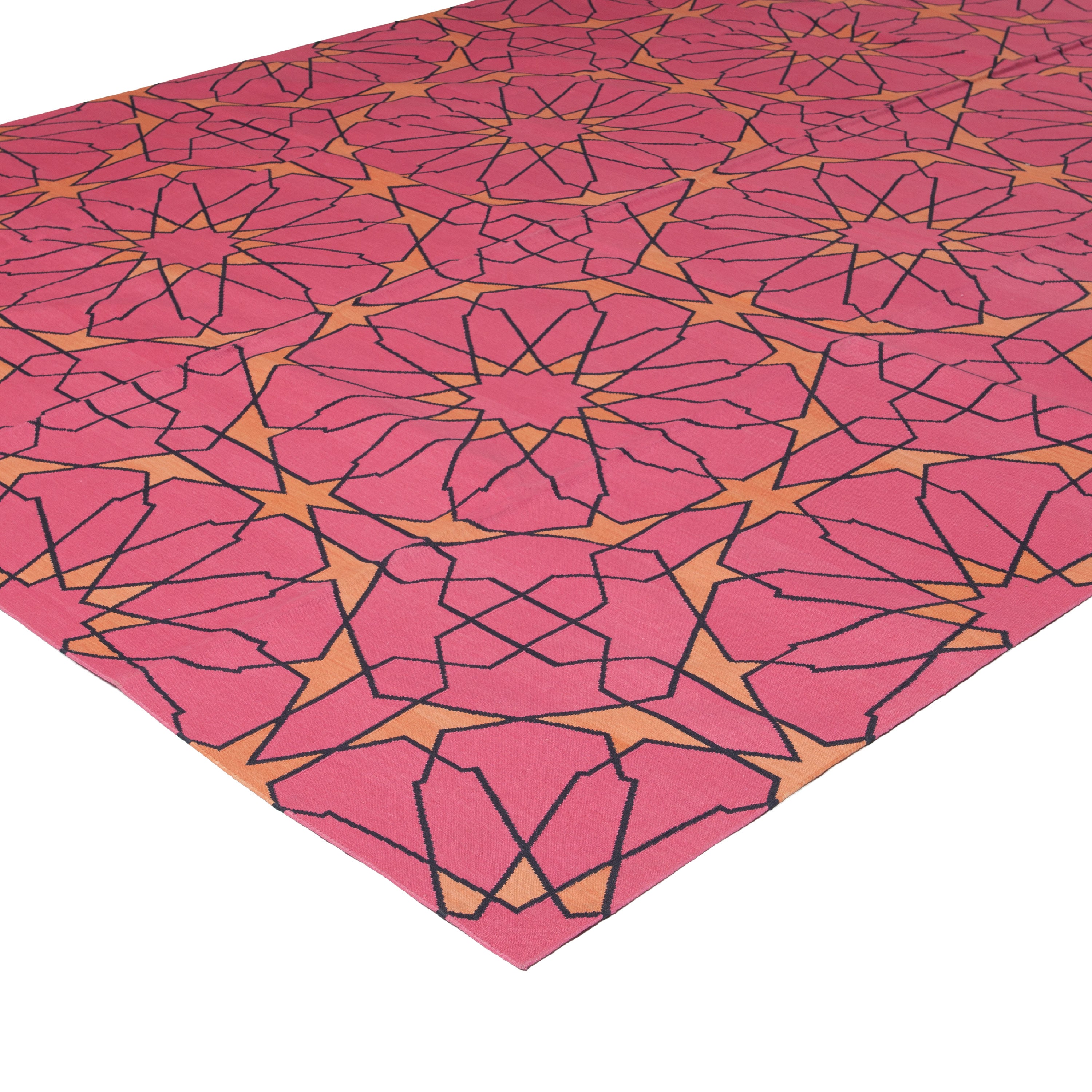 Pink Mosaic Flatweave Cotton Rug - 8'1" x 11'1" Default Title