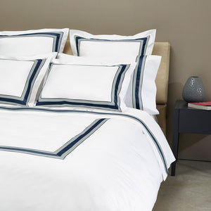 Dimora Duvet & Shams, White/Midnight Blue Pillow Sham / Standard - hover