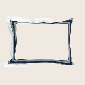 Dimora Duvet & Shams, White/Midnight Blue Pillow Sham / Standard