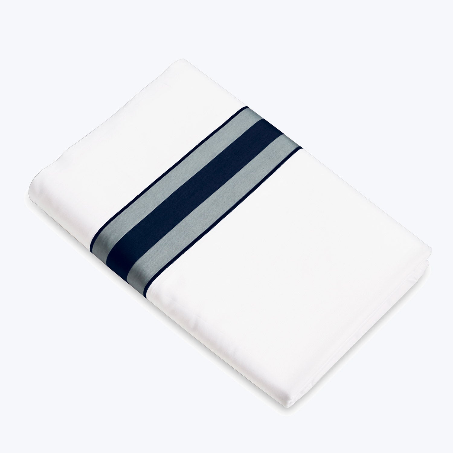 Dimora Sheets & Pillowcases, White/Midnight Blue Flat Sheet / King