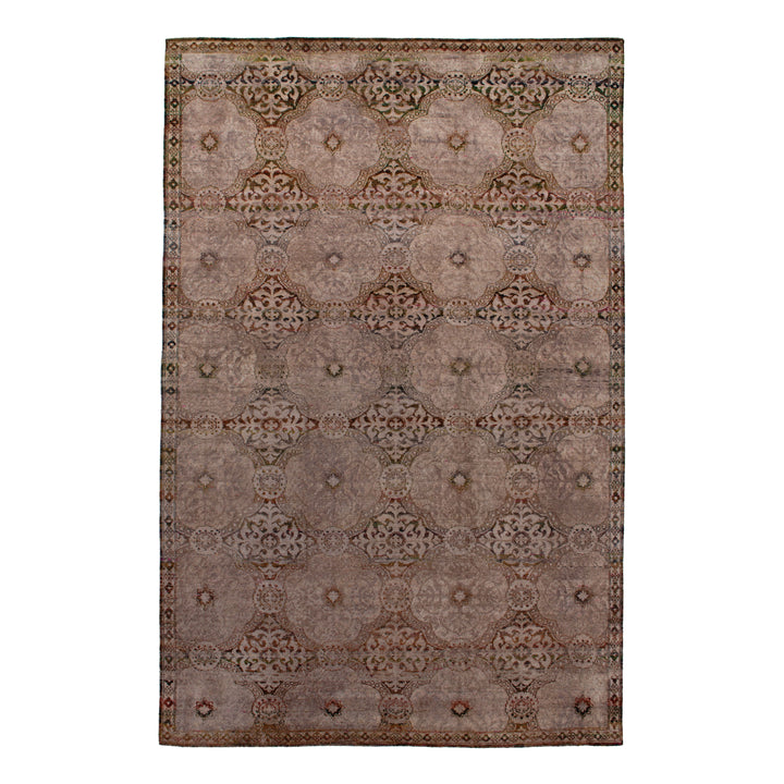 Brown Transitional Wool Silk Blend Rug - 10'9"x 16'11"