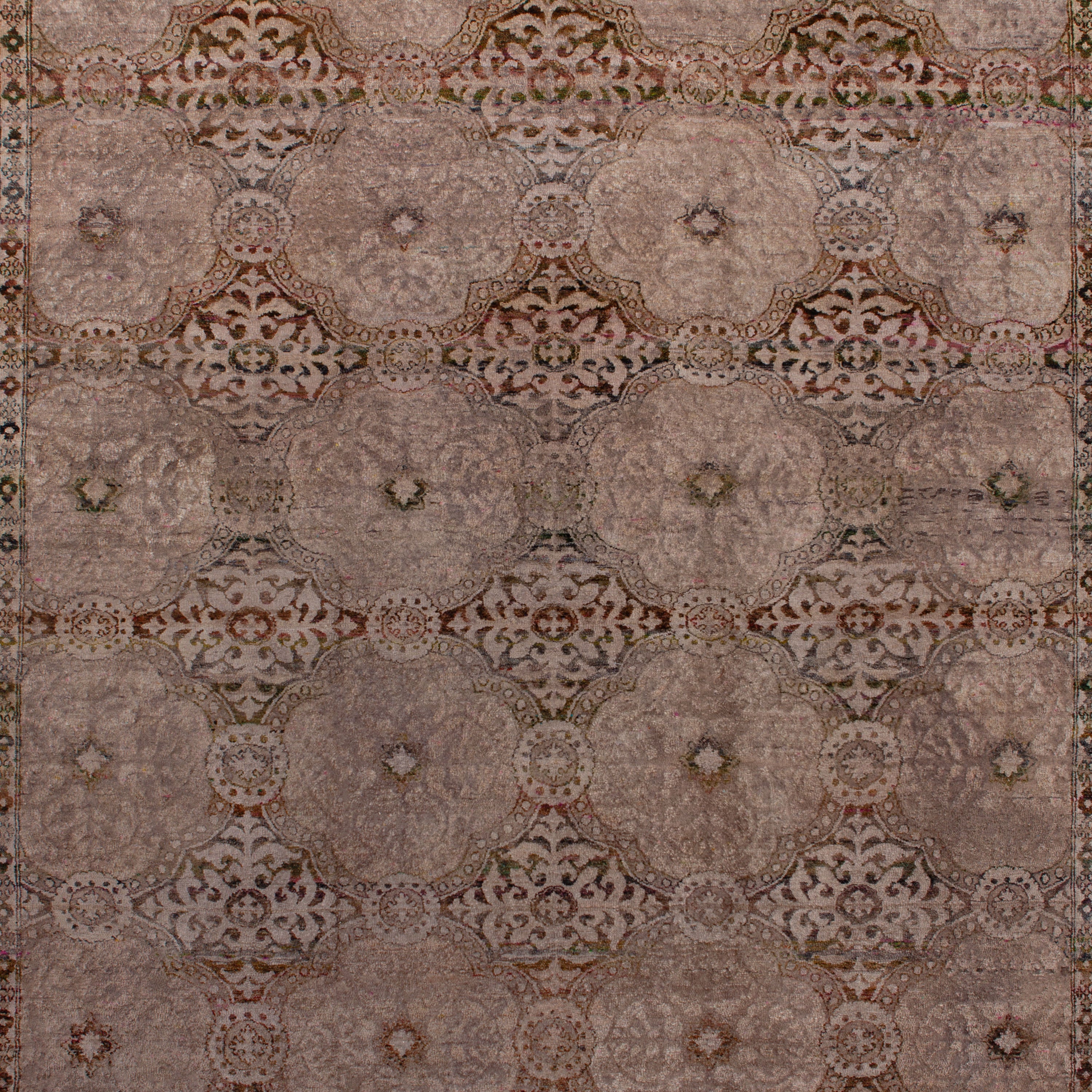 Brown Transitional Wool Silk Blend Rug - 10'9"x 16'11"