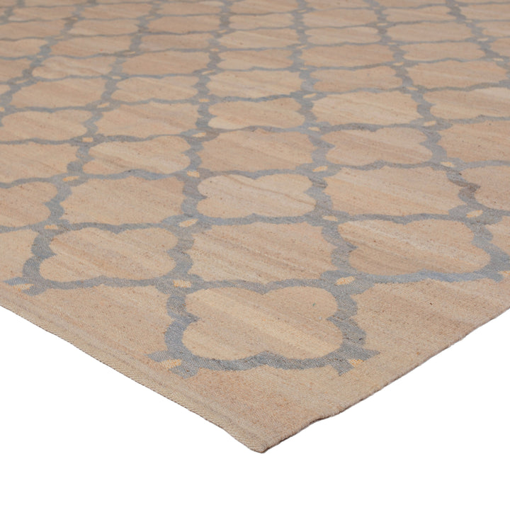 Beige Flatweave Wool Rug - 9' x 12'